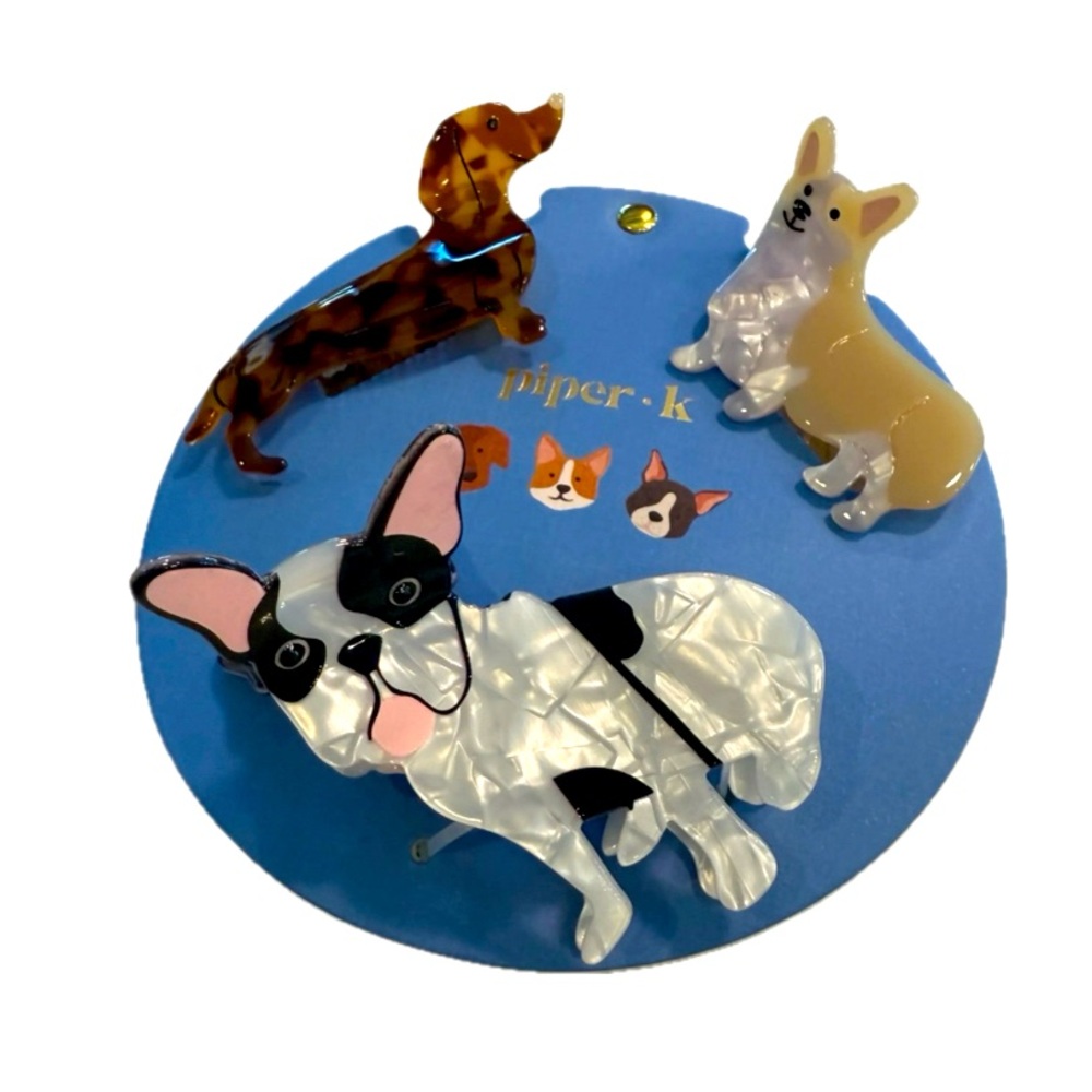 NWT ⚜️🐶⚜️ Piper K Adorable Doggie Hair Claw Clips Set of 3
